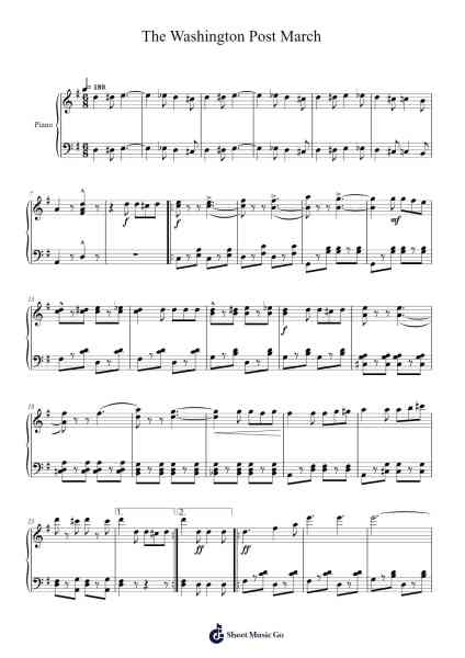 The Washington Post March Sheet Music by John Philip Sousa-Arr.Maypaul