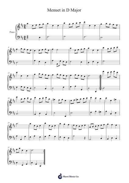 Menuet in D Major โน้ตเพลงโดย Johann Sebastian Bach-Arr.Annjoy