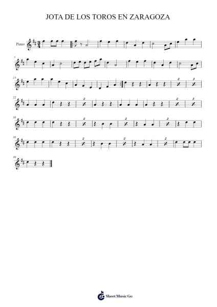 JOTA DE LOS TOROS EN ZARAGOZA Sheet Music by R.BOROBIA-Arr.Latnon Yonngpold