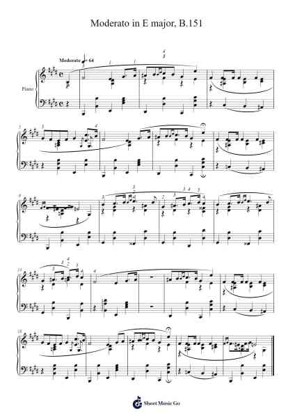 Moderato in E Major, B. 151 Sheet Music by Frédéric Chopin-Arr.Bulgy Boylebaird