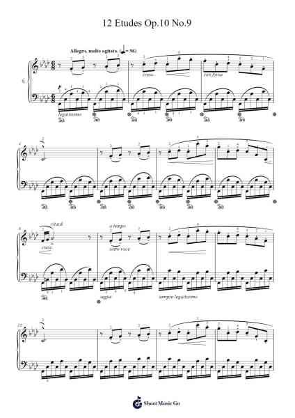 12 Etudes Op.10 No.9 Sheet Music by -Arr.Gwenter Stedi
