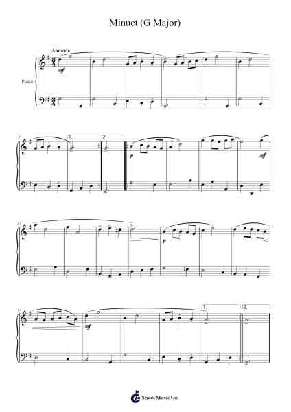Minuet in G Major Sheet Music by Georg Philipp Telemann-Arr.Fastsmith Sainsrel