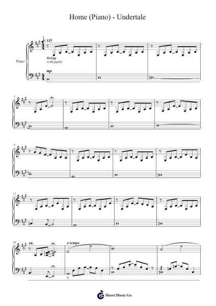 Home (Piano) - Undertale Sheet Music by Toby Fox-Arr.Atwright