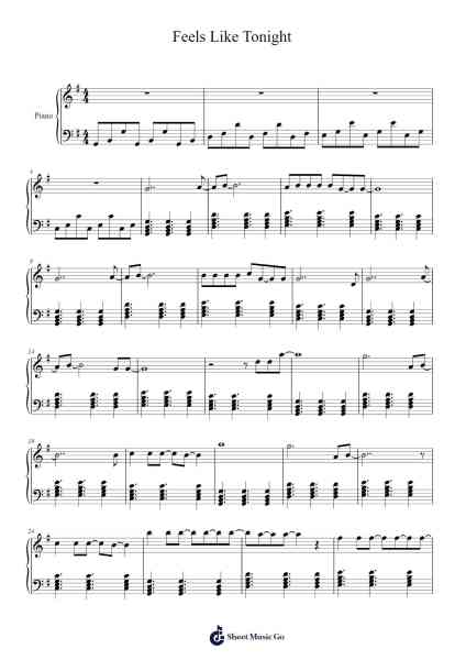 Feels Like Tonight Sheet Music by Daughtry-Arr.Grever Carhume