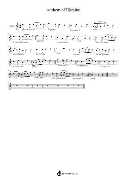 Anthem of Ukraine Sheet Music by Mykhailo Verbytsky-Arr.Restan
