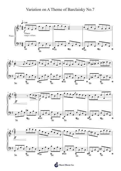 Variation on A Theme of Barclaisky No.7 Sheet Music by Birdjeames Grotesil-Arr.Twainsel