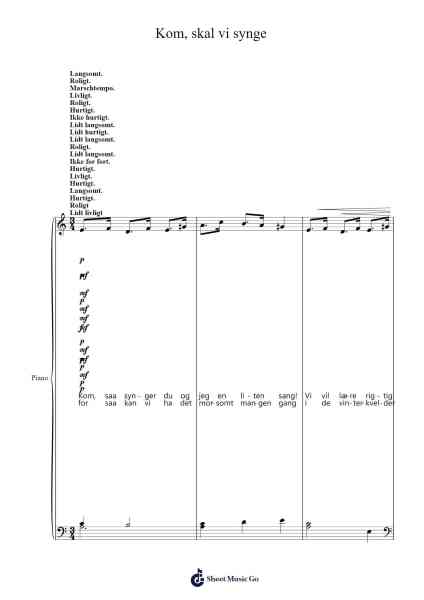 Kom, skal vi synge Sheet Music by Misc Traditional-Arr.Lilrald