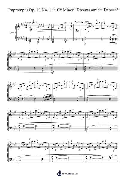 Impromptu Op. 10 No. 1 in C# Minor "Dreams amidst Dances" Sheet Music by Haxy-Arr.Hearstlynch