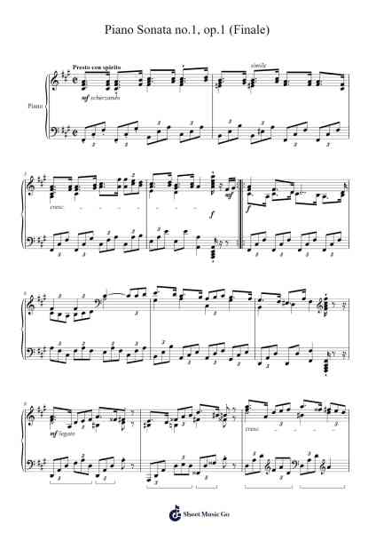 Piano Sonata no.1, op.1 (Finale) Sheet Music by Karl Friedrich Schuster-Arr.Kirkwen Meldell