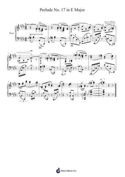 Prelude No. 17 in E Major Sheet Music by Matthew Wong-Arr.Leifclaire Frankbrooke