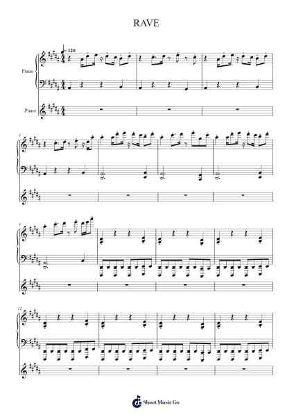 RAVE Sheet Music by Dxrk ダーク-Arr.Leron