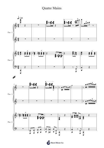 Quatre Mains Sheet Music by Shirō Sagisu-Arr.Wrightac Phimaud