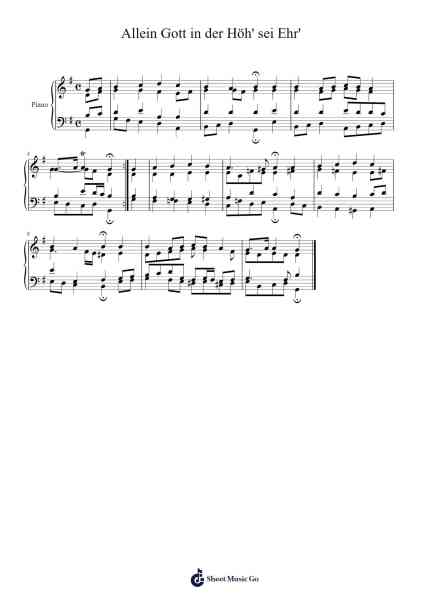 389 Chorales No. 14: Allein Gott in der Höh' sei Ehr' Sheet Music by Johann Sebastian Bach-Arr.Fordniah