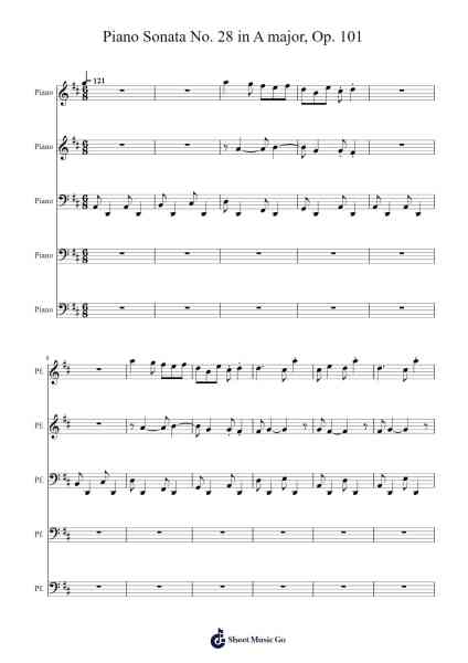 Piano Sonata No. 28 in A major, Op. 101 Sheet Music by Ludwig van Beethoven-Arr.Boralph Giltin