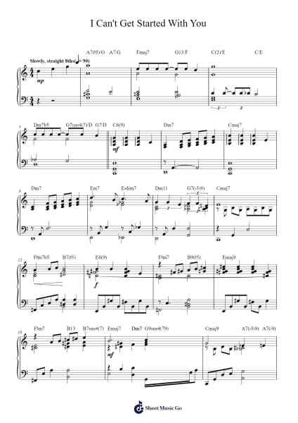 I Can't Get Started With You Sheet Music by Frank Sinatra/Ira Gershwin/Rosemary Clooney-Arr.Stonelian Chantham