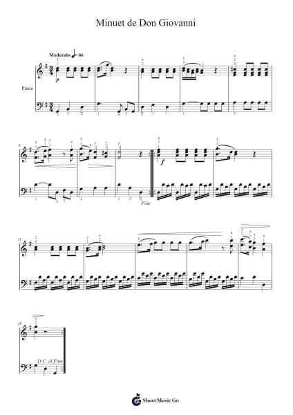 Minuet de Don Giovanni Sheet Music by Wolfgang Amadeus Mozart-Arr.Bautab