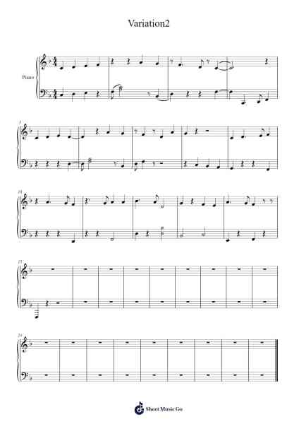 Variation2 Sheet Music by Hartsor-Arr.Hickstodd Joycedrich