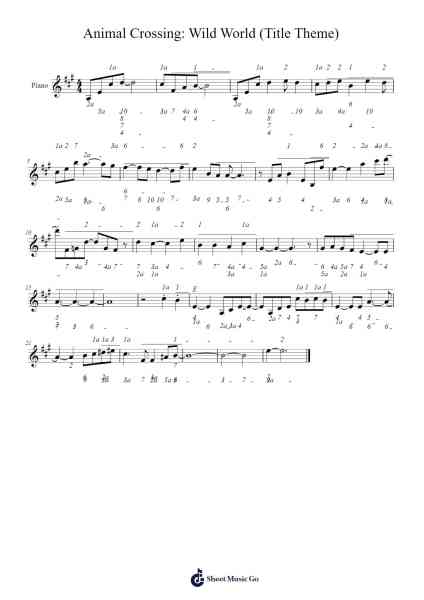 Animal Crossing: Wild World (Title Theme) Sheet Music by Kazumi Totaka-Arr.Wesquinn Bunmeg