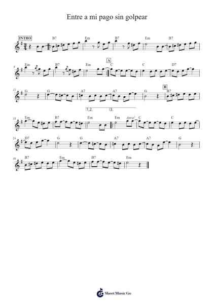 Entre a mi pago sin golpear Sheet Music by Carlos Carabajal-Arr.Raelo