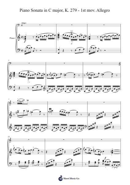Piano Sonata in C Major, K. 279: I. Allegro Sheet Music by Maugbald-Arr.Fanbrow Douggreve