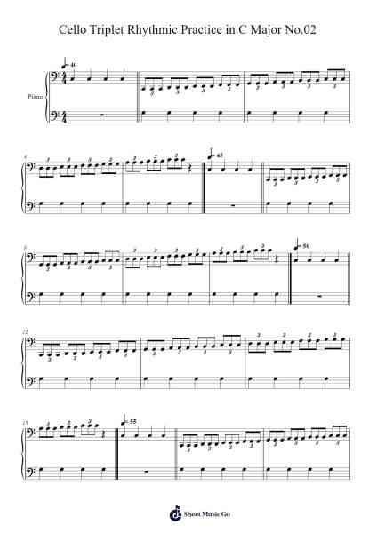 Cello Triplet Rhythmic Practice in C Major No.02 Sheet Music by Chamna Mao-Arr.Deirrine Sisibyl
