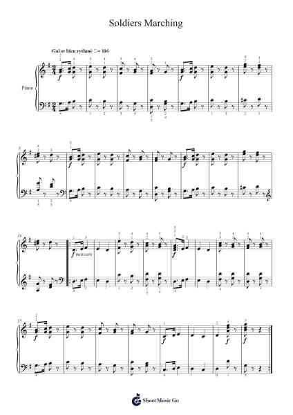 Album for the Young, Op. 68 No. 2 "Soldiers' March" Sheet Music by Robert Schumann-Arr.Bercob