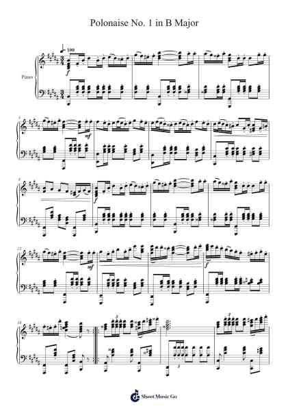 Polonaise No. 1 in B Major Sheet Music by agastyaveluri-Arr.Krisbe Chadky