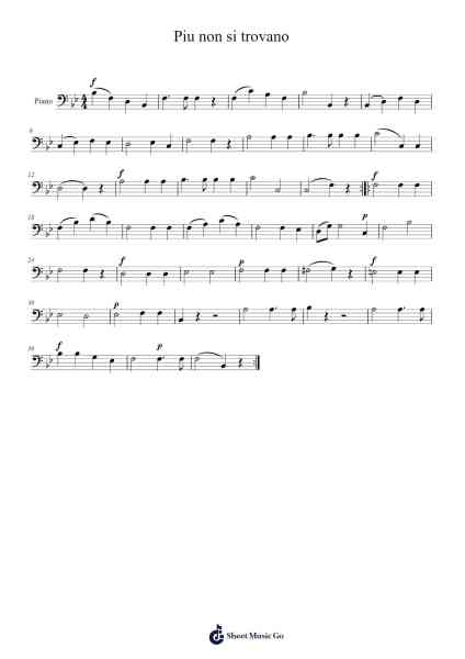 Piu non si trovano Sheet Music by Wolfgang Amadeus Mozart-Arr.Bivien