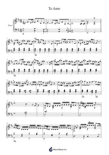 Te Amo Sheet Music by -Arr.Roymens