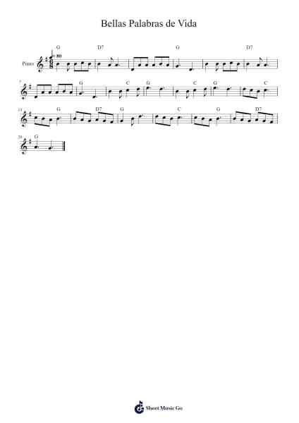 Bellas Palabras de Vida Sheet Music by -Arr.Windict
