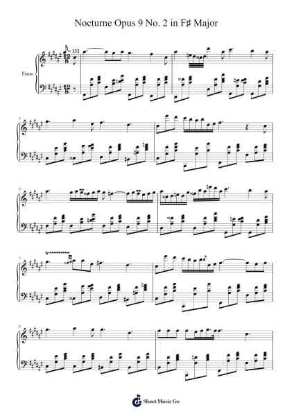 Nocturne Opus 9 No. 2 in F♯ Major Sheet Music by agastyaveluri-Arr.Mattvey Chilrick