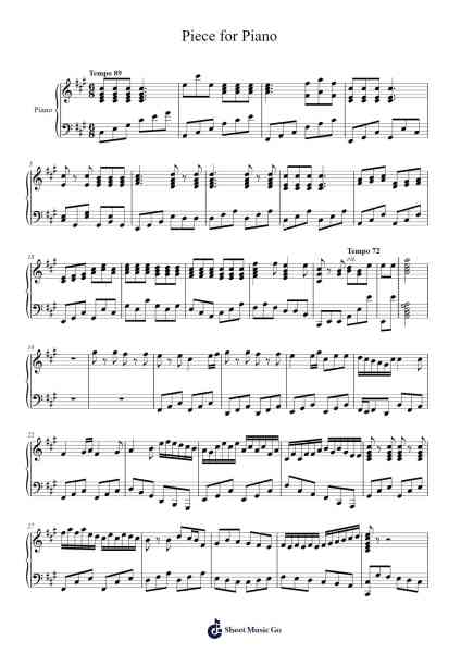 Piece for Piano Sheet Music by Alvin Hu-Arr.Fordlome