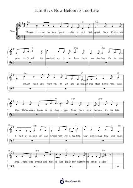 Turn Back Now Before its Too Late Sheet Music by hashlin358-Arr.Wheenan