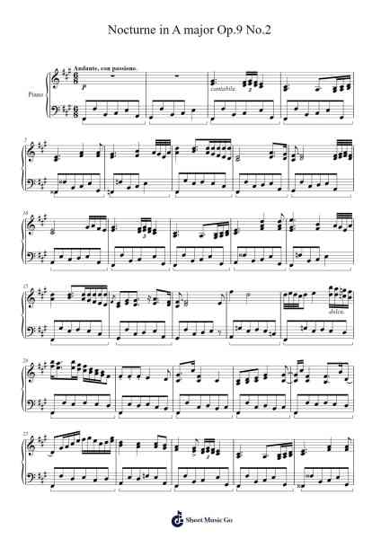 Nocturne in E-Flat Major, Op. 9, No. 2 Sheet Music by Wildeking Pohead-Arr.Hugland Lrin