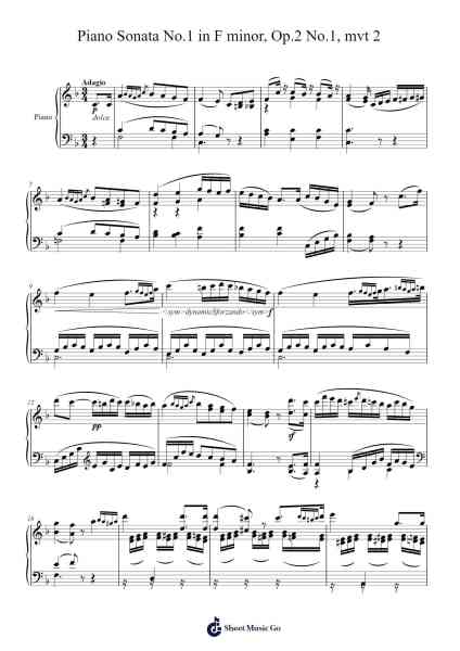 Piano Sonata No. 1 in F Minor, Op. 2, No. 1: II. Adagio Sheet Music by Ludwig van Beethoven-Arr.Yedlis Nycol