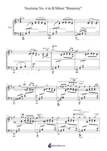Nocturne No. 4 in B Minor "Runaway" Sheet Music by Eveclark Lien-Arr.Wyattnix Abniel