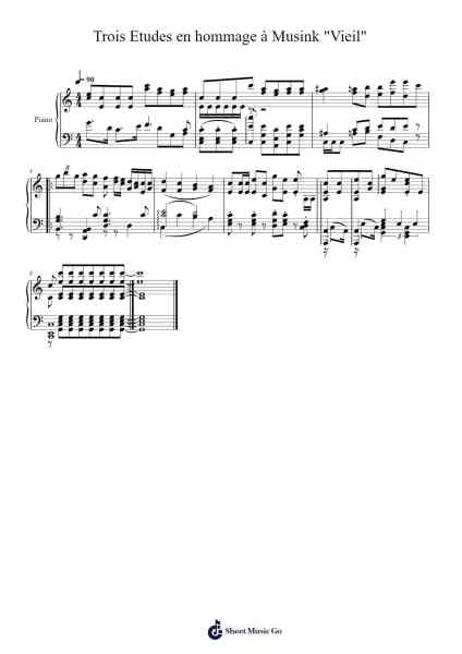 Trois Etudes en hommage à Musink "Vieil" Sheet Music by santiagojmont-Arr.Hoyving