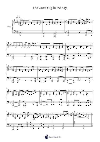 The Great Gig in the Sky Sheet Music by Pink Floyd-Arr.Graycie Scob