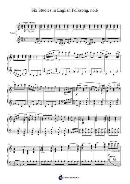 Six Studies in English Folksong, No. 6 Sheet Music by Ralph Vaughan Williams-Arr.Pullzie Willmiles