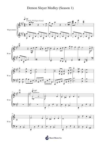 Demon Slayer Medley (Season 1) Sheet Music by Go Shiina/Yuki Kajiura-Arr.Thodorejoan