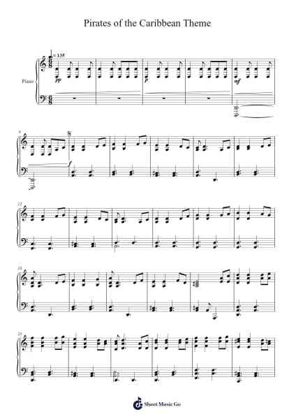 Pirates of the Caribbean Theme Sheet Music by Klaus Badelt/Hans Zimmer-Arr.Twainryl