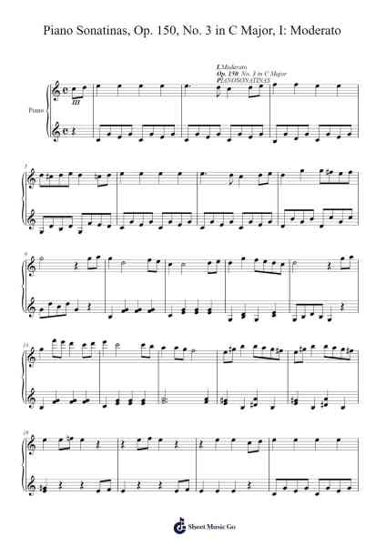 Piano Sonatinas, Op. 150, No. 3 in C Major, I: Moderato Sheet Music by Henry Maylath-Arr.Webbjohn Zafy
