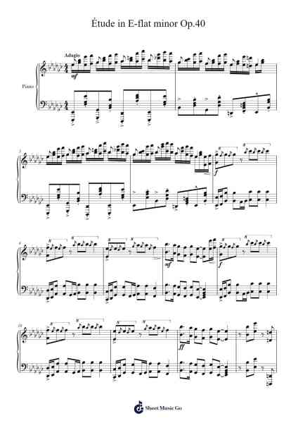 Étude in E-flat minor, Op. 40 Sheet Music by Genewat Duttret-Arr.Stator