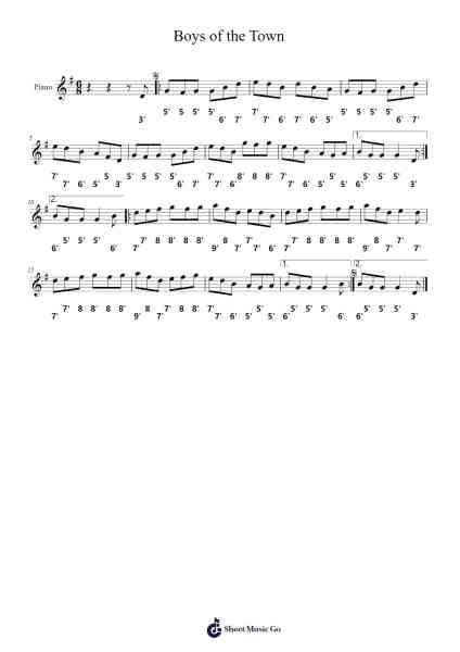 Boys of the Town Sheet Music by -Arr.Wescan