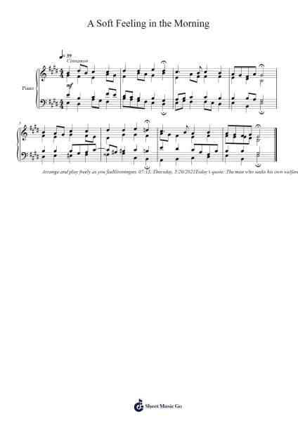 A Soft Feeling in the Morning Sheet Music by Toursbur-Arr.Jonric
