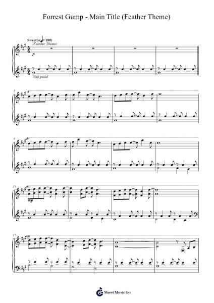 Forrest Gump - Main Title (Feather Theme) Sheet Music by Alan Silvestri-Arr.Lamshop