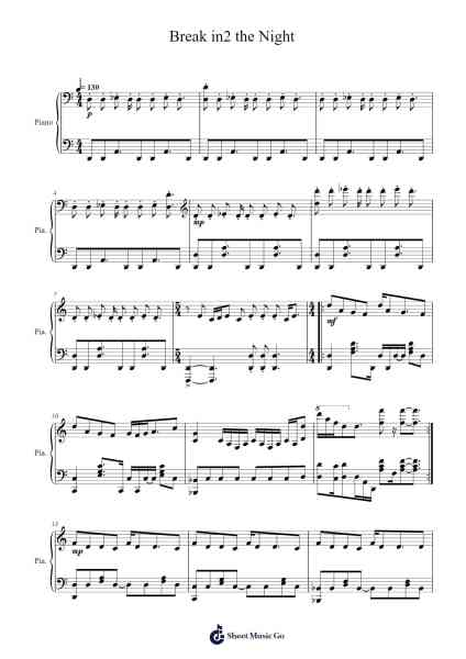 Break in2 the Night Sheet Music by M.O.S.E-Arr.Ossharp Nortiane