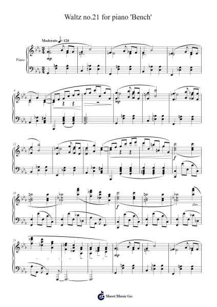 Waltz No. 21 in E Minor 'Bench' Sheet Music by above170iq2-Arr.Gunsea Holmesbob