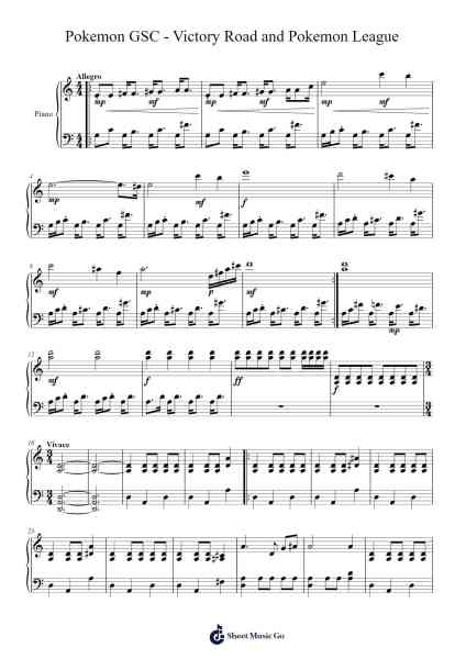 Pokemon GSC - Victory Road and Pokemon League Sheet Music by Junichi Masuda-Arr.Wildbias