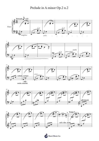 Prelude in A minor Op.2 n.2 Sheet Music by Fausto Chiara-Arr.Borgriel